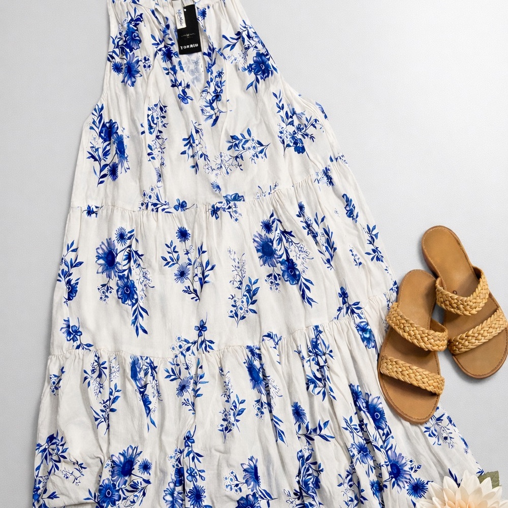 Torrid Blue and White Floral Dress